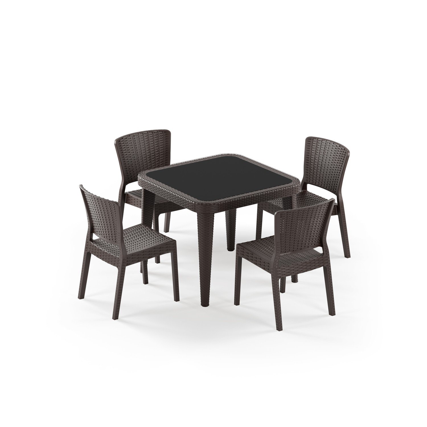 Osaka 90x90 ve Antares Kolçaksız 4 Kişilik Masa Takımı