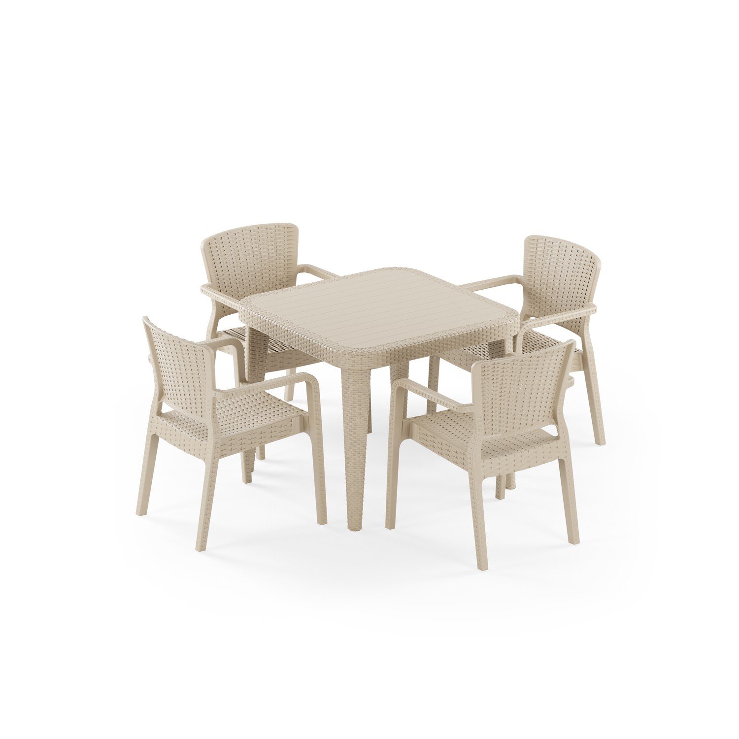 Osaka 90x90 ve Antares 4 Kişilik Rattan Masa Takımı